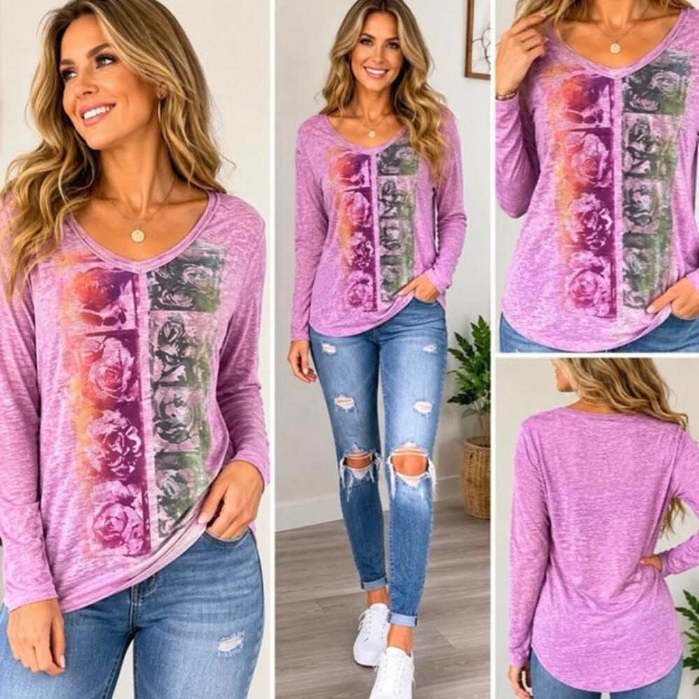 Cut N Paste Lavender Rose SPARKLY hoodie Large